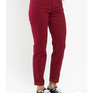 Judy Blue Running Errands High-Rise Denim Joggers - Cabernet - Size 11/30